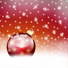 Rote Weihnachtskugel Schneefall Hintergrund