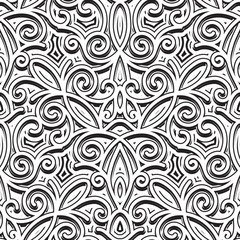 Vintage ornament, black and white seamless pattern