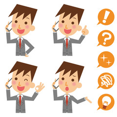 ビジネスマン　スマートフォン