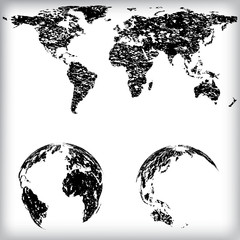 World map with globes