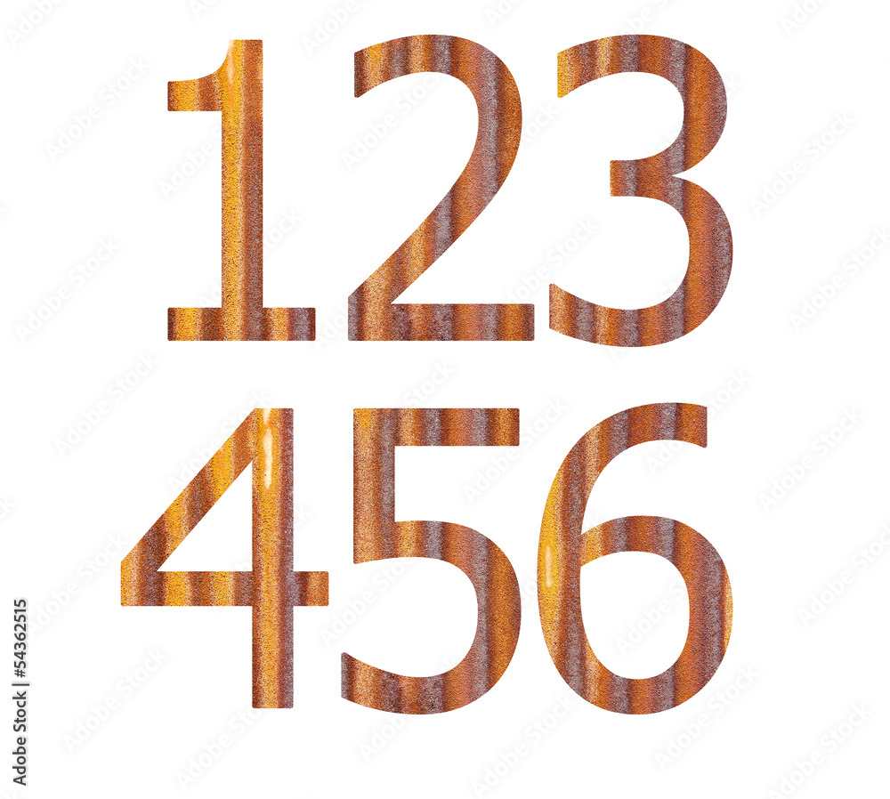 Fototapete set vector rusty background alphabet number
