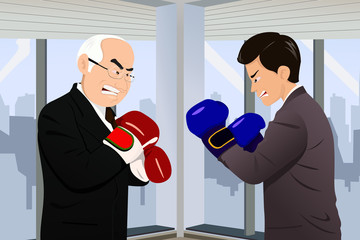 Business concept of two businessmen fighting