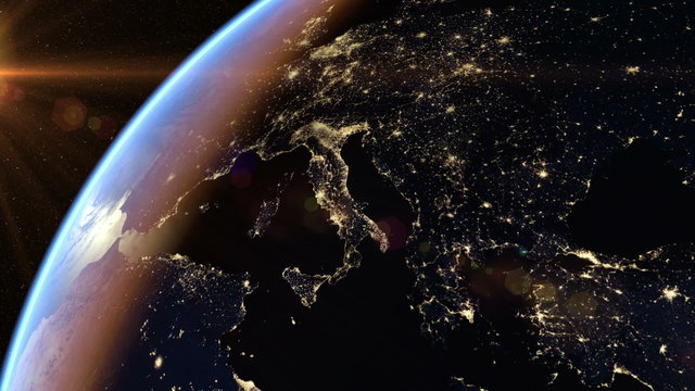 Europe at night. Extremely detailed image.