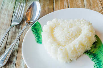 Rice in white dish