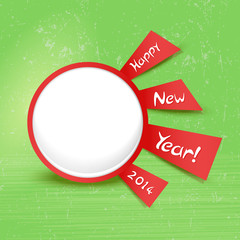 Original button new year with stripes, vector