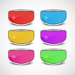 Set of blank vector colored stickers for different uses