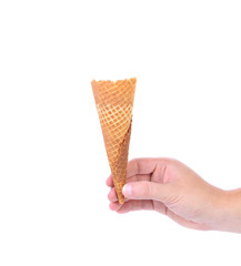 Hand hold wafer cup for ice-cream.