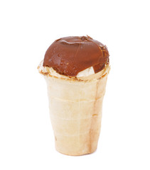 Waffle cup of chocolate ice cream
