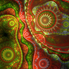 Colorful lacy fractal pattern, digital artwork