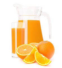 Orange fruit juice in glass jug