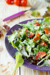 Fresh salad with lettuce and cucumber