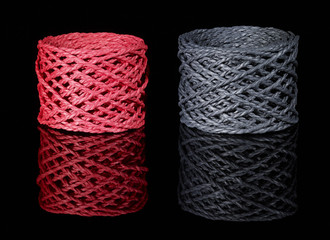 grey and red twine