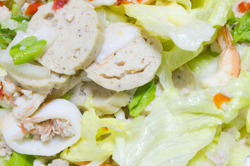 Thai spicy seafood and Vietnamese Sausage salad