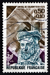 Postage stamp France 1973 Gaspard de Coligny, Admiral