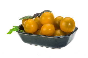 Yellow bright cherry tomato