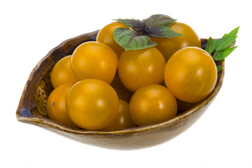Yellow bright cherry tomato
