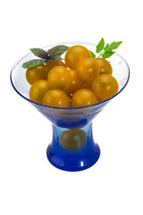 Yellow bright cherry tomato