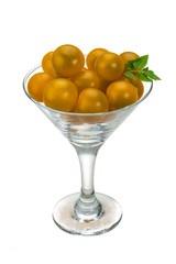 Yellow bright cherry tomato