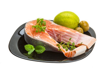 Raw Salmon steak