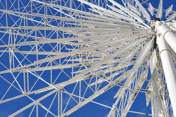 Structure of Ferris wheel with blue sky