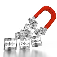 high speed download symbol attracted by an magnet