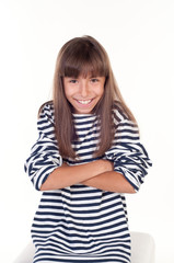 Portrait of a beautiful little girl with folded hands