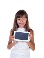 Pretty little girl with a Tablet PC
