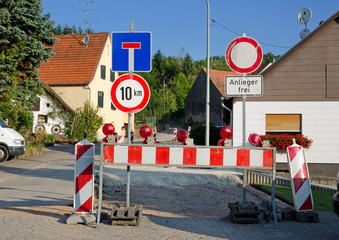 Anlieger frei Baustelle Sackgasse Bauarbeiten