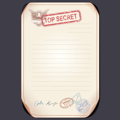 Old Top Secret Document on Table. Blank Template