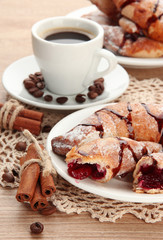 Light tasty breakfast, on wooden table