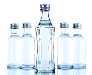 Minibar bottles, isolated on white