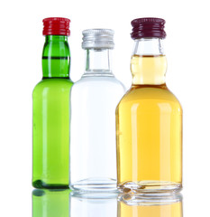 Minibar bottles, isolated on white