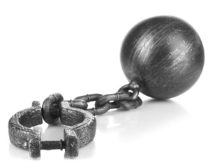 Ball and chain isolated on white