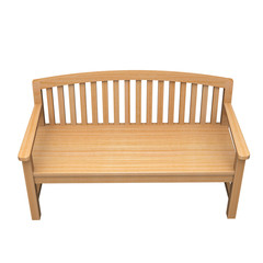 wooden bench on white