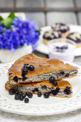 Piece of blueberry pie. Selective focus