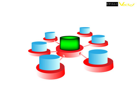 Data warehouse and Data integration on white background