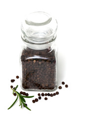 black pepper in a glass bottle