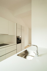 interior new house, modern white kitchen