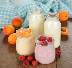 Fruit, yogurt and milk