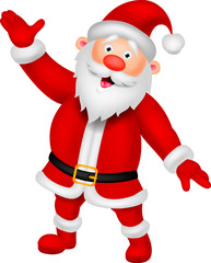 Happy Santa cartoon waving hand