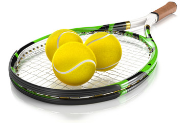 Tennis Racket with Tennis Balls - 54381553
