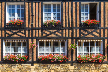 Beuvron-en-Auge, typical house facade, Normandy