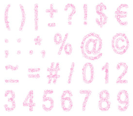 Pink font from hearts and particles