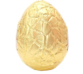 Photo of an easter egg wrapped in gold foil