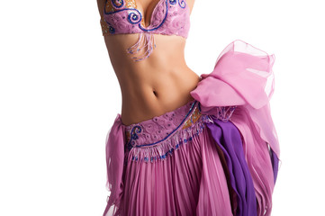 Bellydancer with Pink Costume Shaking Her Hips