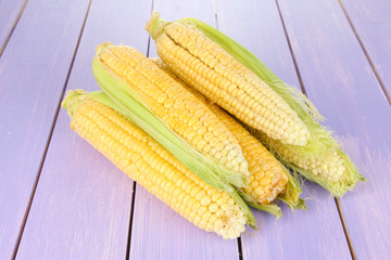 Fresh corn vegetable on wooden table