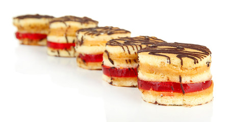 Tasty biscuit cakes, isolated on white