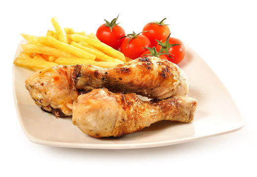 Muslos de pollo asados.
