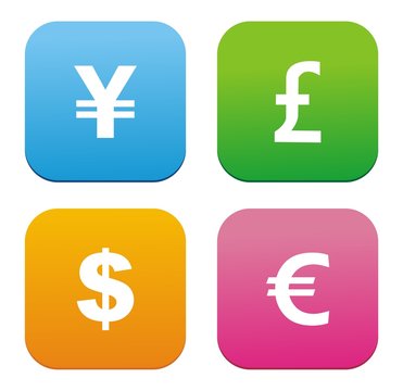 currency icons - flat style icons