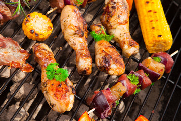 Fresh meat on grill 